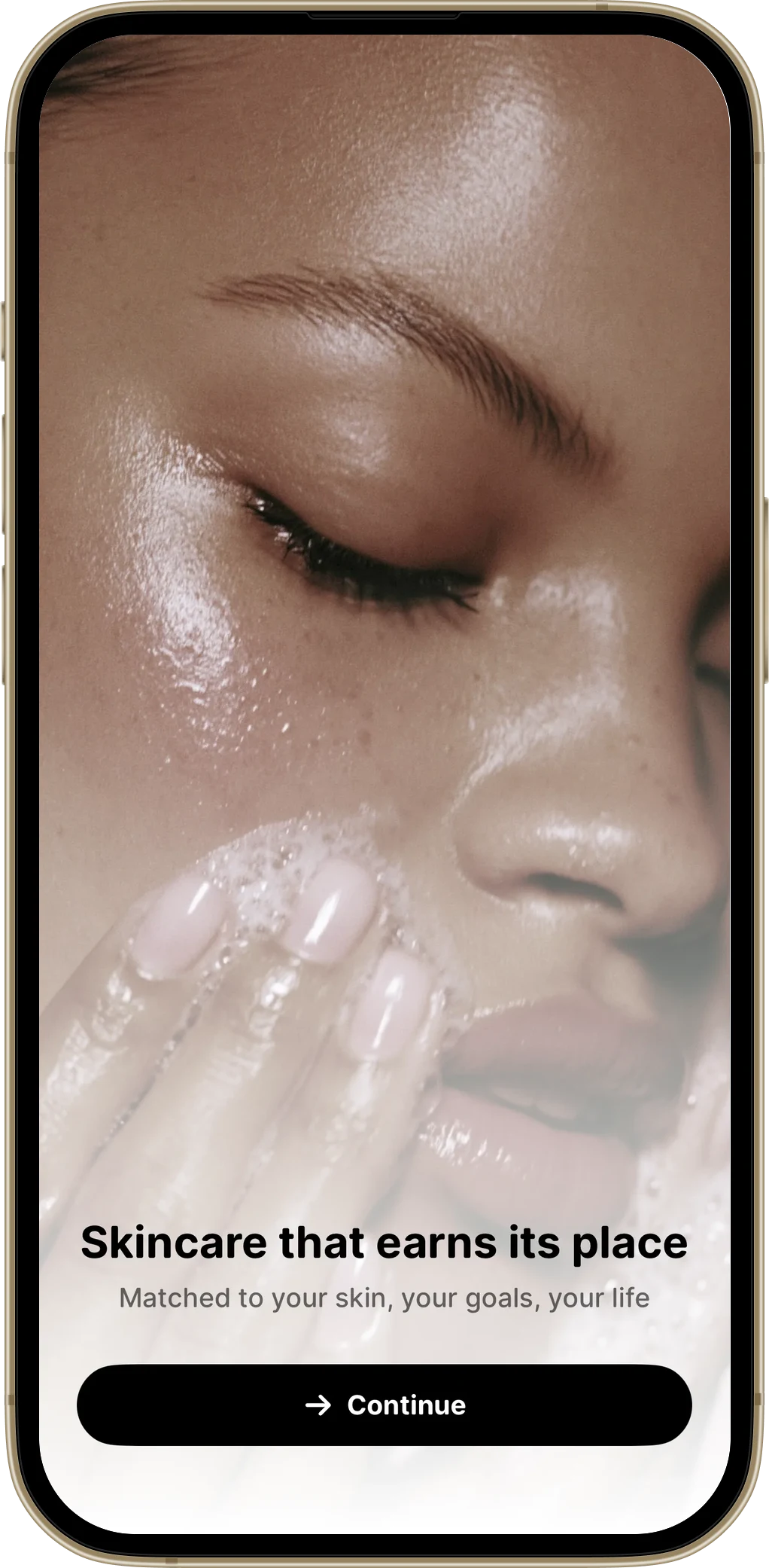 Pristine personalized skincare onboarding screen